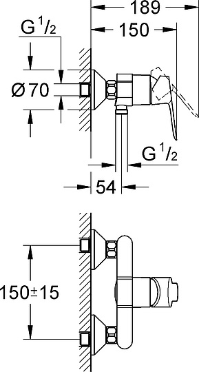 Grohe BauEdge Смеситель для душа накладной, с выходом для шланга, цвет: хром 23333000