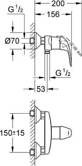 Grohe Euroeco Смеситель для душа накладной, с выходом для шланга, цвет: хром 32740000