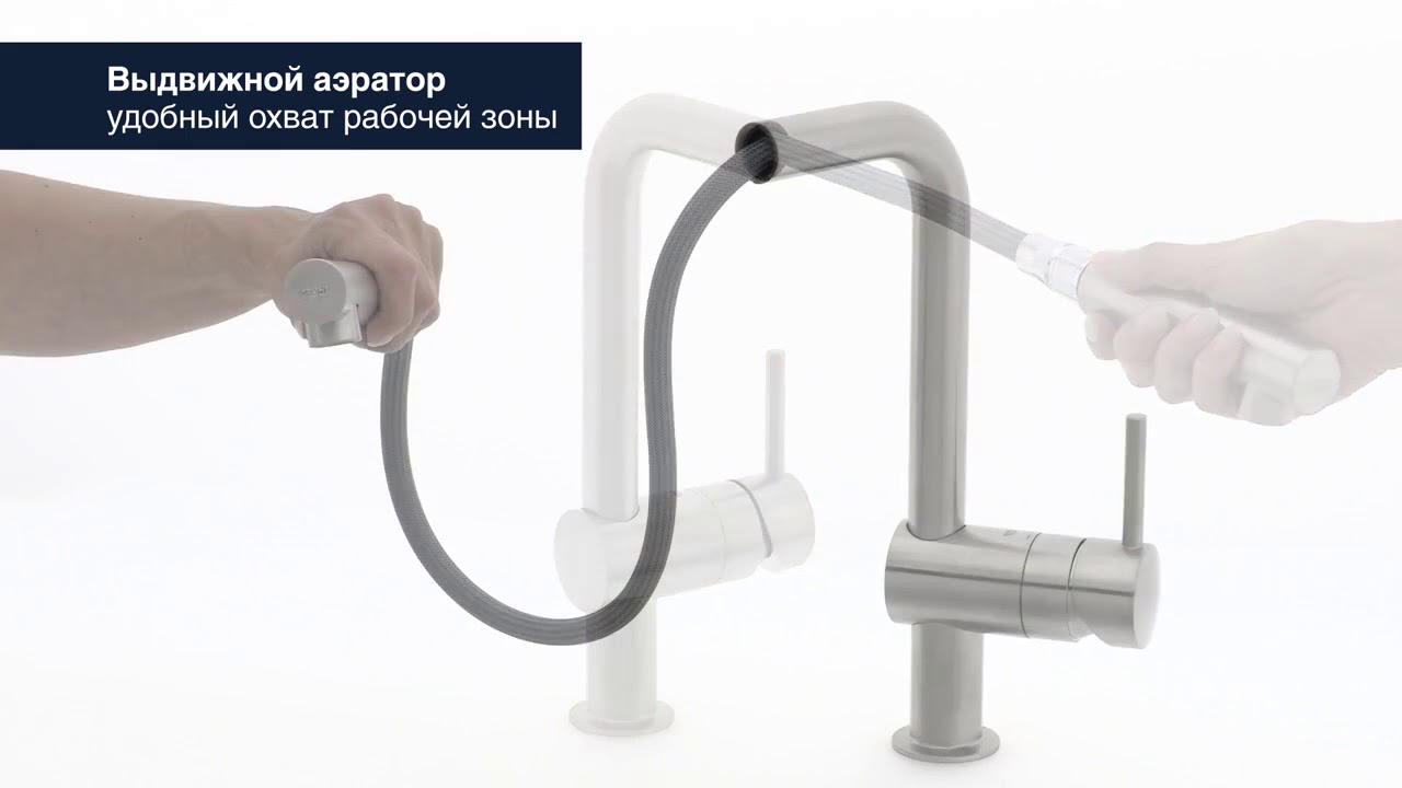 Grohe Minta Смеситель для кухонной мойки, с выдвижным изливом, цвет: суперсталь 32168DC0