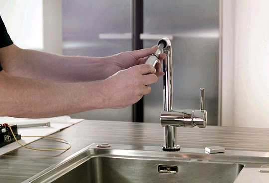 Grohe Minta Смеситель для кухонной мойки, с выдвижным изливом, цвет: суперсталь 32168DC0