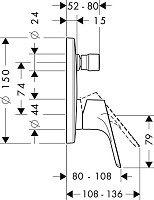 Hansgrohe Focus E2 Смеситель для ванны встраиваемый на 2 потребителя, внешняя часть, цвет: хром 31945000