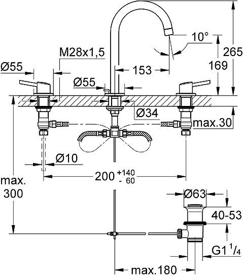 Grohe Concetto Смеситель для раковины высокий, с д/к, высота излива 16,9 см, цвет: хром 20216001