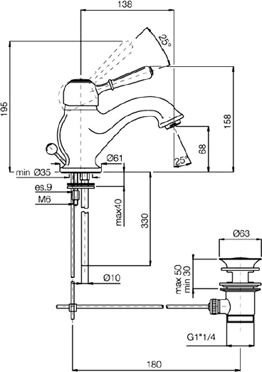 Fima Carlo Frattini Bell Смеситель для раковины, цвет: бронза античная F3361BR