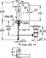 Grohe Allure Смеситель для раковины высокий, с д/к, высота излива 19,1 см, цвет: хром 32146000