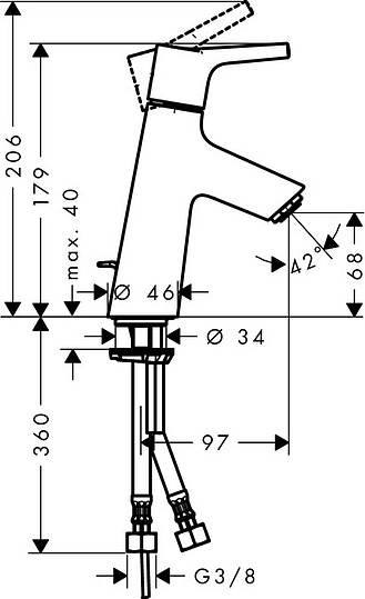 Hansgrohe Talis S Смеситель для раковины однорычажный, с донным клапаном, цвет: хром 72010000