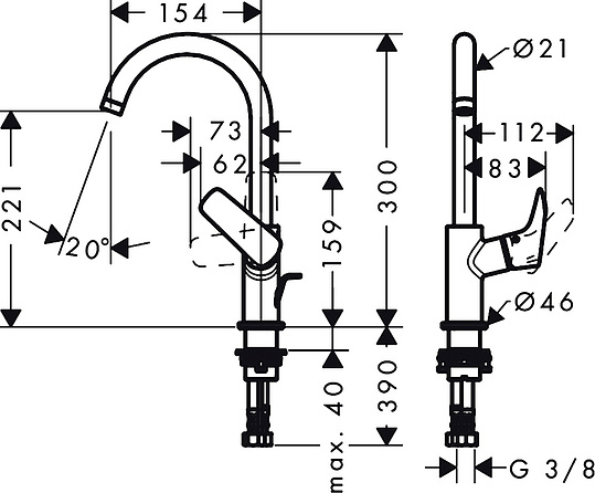Hansgrohe Logis Смеситель для раковины, с донным клапаном, цвет: хром 71130000