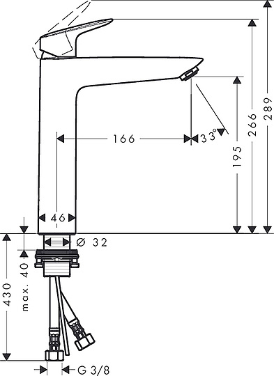 Hansgrohe Logis Смеситель для раковины, высокий, без донного клапана, цвет: хром 71091000