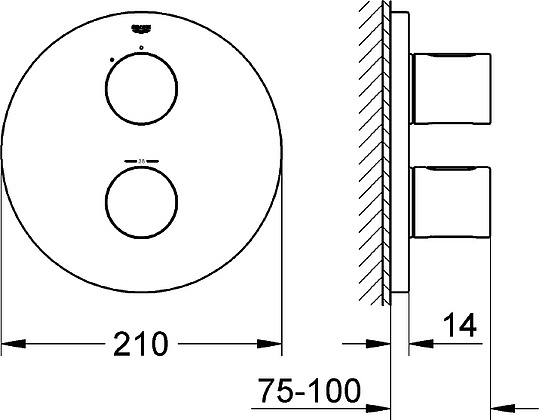 Grohe Grohtherm 3000 Cosmopolitan Термостатический смеситель для душа встр., внеш. часть, цвет: хром 19467000