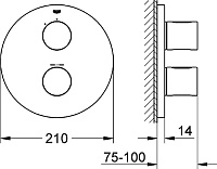 Grohe Grohtherm 3000 Cosmopolitan Термостатический смеситель для душа встр., внеш. часть, цвет: хром 19467000