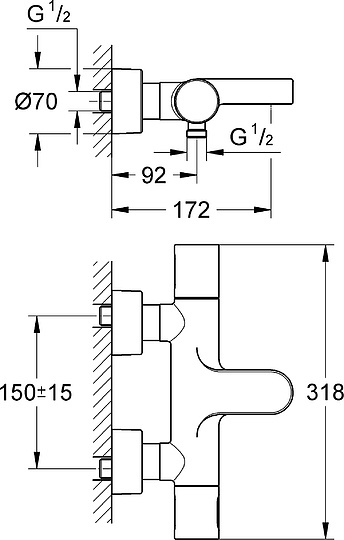 Grohe Grohtherm 3000 New Термостатический смеситель для ванны, цвет: хром 34276000