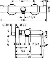 Hansgrohe Ecostat Термостат для ванны Comfort BM, излив 17,7 см, цвет: хром 13114000