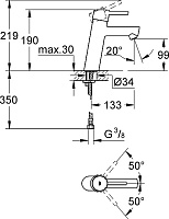 Grohe Concetto Смеситель для раковины, без д/к, длина излива 13,3 см, цвет: хром 23451001