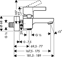 Hansgrohe Metris S Смеситель для ванны, излив 17,5 см, цвет: хром 31460000