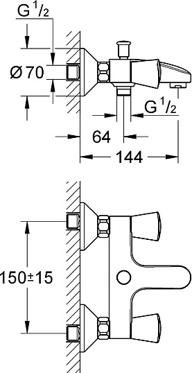 Grohe Costa S Смеситель для ванны вентильный, цвет: хром 25483001