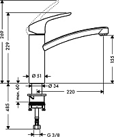 Hansgrohe Focus M41 Смеситель для кухонной мойки с поворотным изливом, цвет: хром 31806000