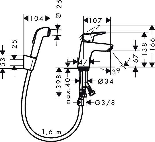 Hansgrohe Logis Смеситель для раковины однорычажный с гигиеническим душем, цвет: хром 71290000