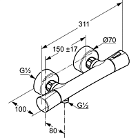 Kludi Zenta SL Смеситель для душа с термостатом настенный, цвет: хром 351000538