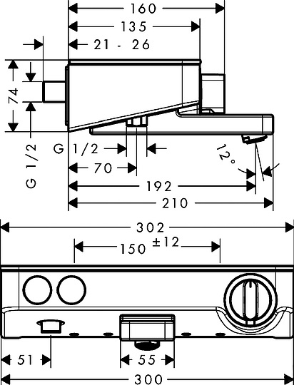 Hansgrohe ShowerTablet Select Термостат для ванны 30 см, излив 19,2 см, цвет: хром/белый 13151400
