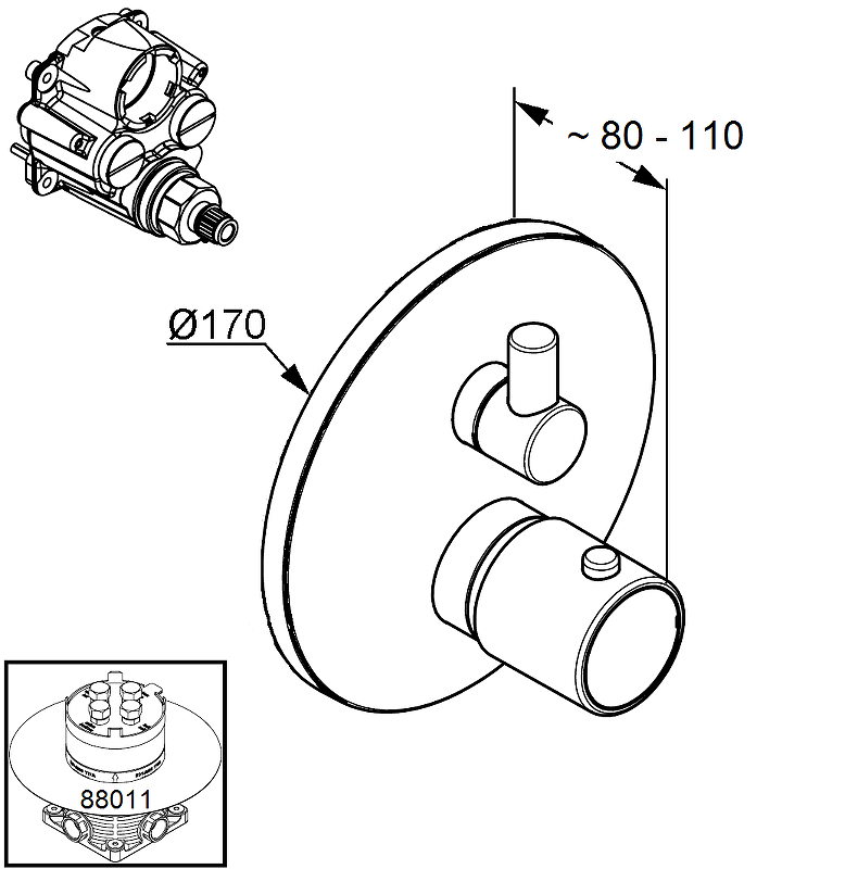 Kludi Zenta SL Смеситель для ванны встраиваемый, внешняя часть, цвет: хром 388300545