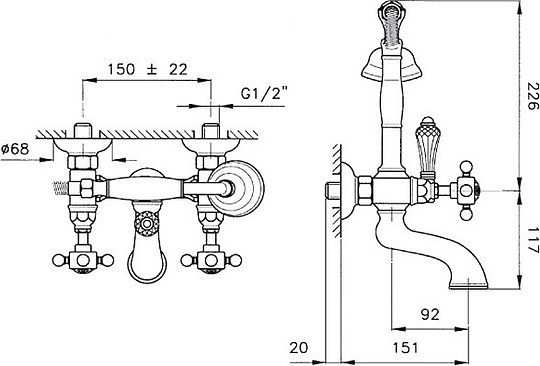 Смеситель Nicolazzi Classica Lusso  для душевой стойки 1400GB78