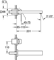 Grohe Eurocube Смеситель для раковины встраиваемый, длина излива 23,1 см, цвет: хром 23447000