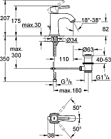 Grohe Grandera Смеситель для раковины, с д/к, длина излива 11 см, цвет: хром/золото 23303IG0