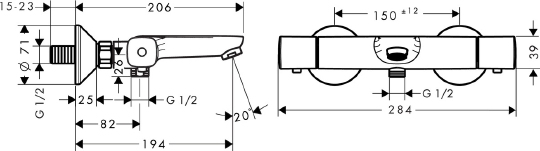 Hansgrohe Ecostat Universal Термостат для ванны, излив 19,4 см, цвет: хром 13123000