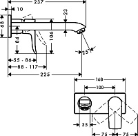 Hansgrohe Metris Смеситель для раковины встраиваемый, внешняя часть, излив 22,5 см, цвет: хром 31086000