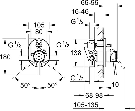Grohe BauClassic Смеситель для душа, встраиваемый, цвет: хром 29047000