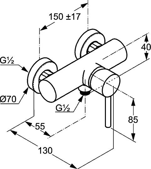 Kludi Bozz Смеситель для душа DN 15 настенный, цвет: хром 388310576