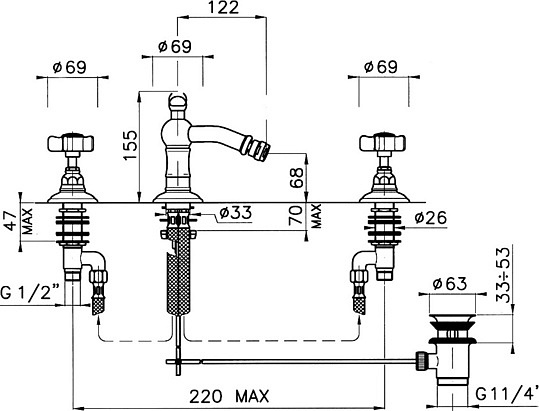 Смеситель Nicolazzi Classica Lusso  для биде 1415GO78