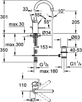 Grohe Eurosmart Cosmopolitan Смеситель для раковины высокий, с д/к, выс. излива 20,5 см, цвет: хром 32830000