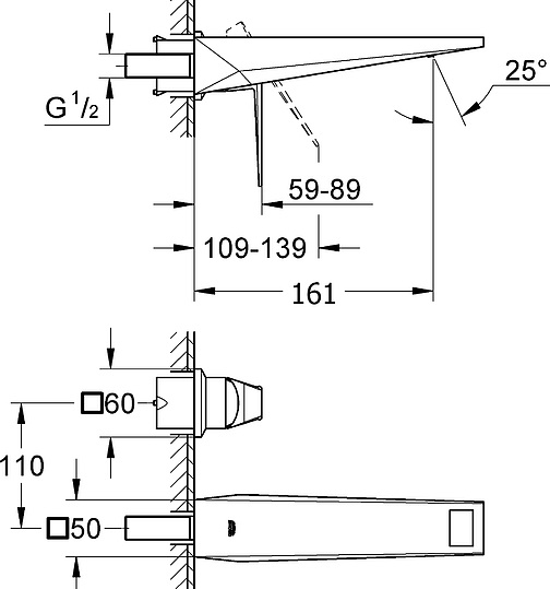 Grohe Allure Brilliant Смеситель для раковины, встраиваемый, длина излива 16,1 см, цвет: хром 19781000