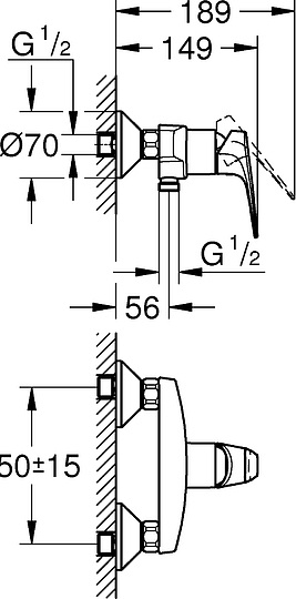 Grohe BauFlow Смеситель для душа накладной, с выходом для шланга, цвет: хром 23632000