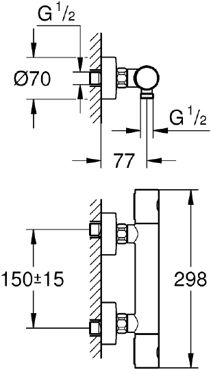 Grohe Grohtherm 1000 Cosmopolitan Термостатический смеситель для душа, цвет: теплый закат 34065DA2