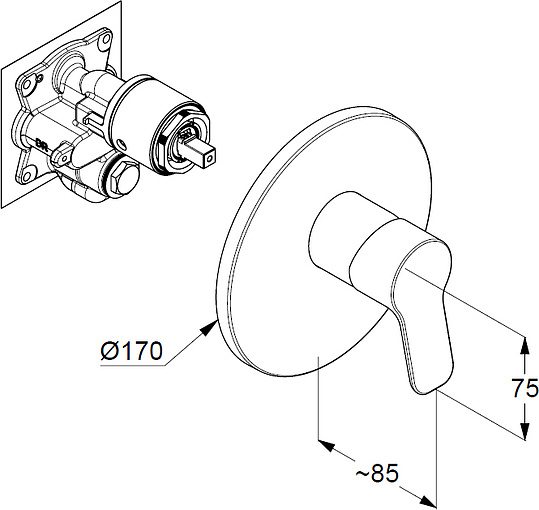 Kludi Pure&Easy Смеситель для душа встраиваемый, внешняя часть, цвет: хром 376550565