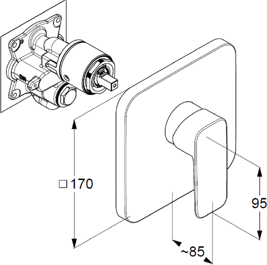 Kludi Pure&Style Смеситель для ванны и душа встраиваемый, внешняя часть, цвет: хром 406550575