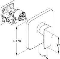 Kludi Pure&Style Смеситель для ванны и душа встраиваемый, внешняя часть, цвет: хром 406550575
