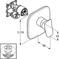 Kludi Ambienta Смеситель для душа встраиваемый, внешняя часть, цвет: хром 536550575