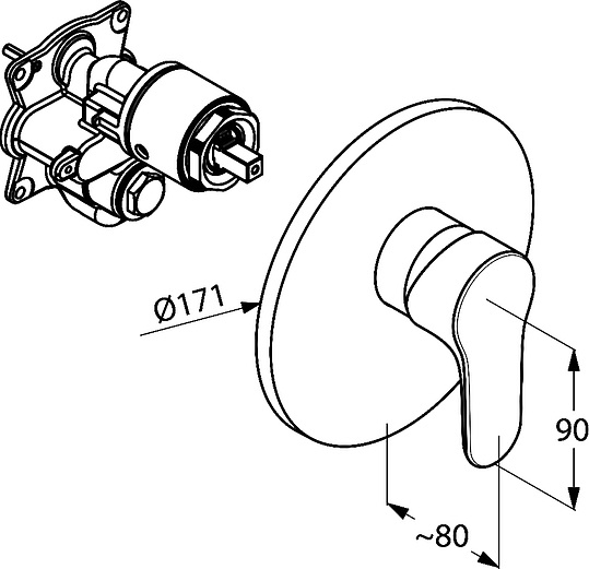 Kludi Objekta Смеситель для душа встраиваемый, внешняя часть, цвет: хром 326550575