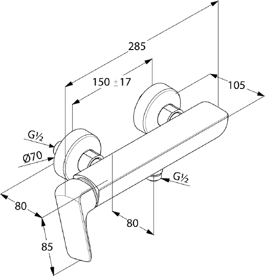 Kludi Ameo Смеситель для душа DN 15 настенный, цвет: хром 416750575