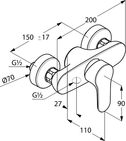 Kludi Objekta Смеситель для душа DN 15 настенный, цвет: хром 327640575