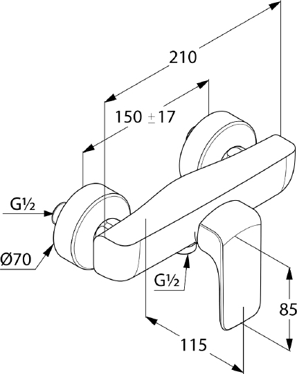 Kludi Ameo Смеситель для душа DN 15 настенный, цвет: хром 417100575