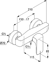 Kludi Ameo Смеситель для душа DN 15 настенный, цвет: хром 417100575