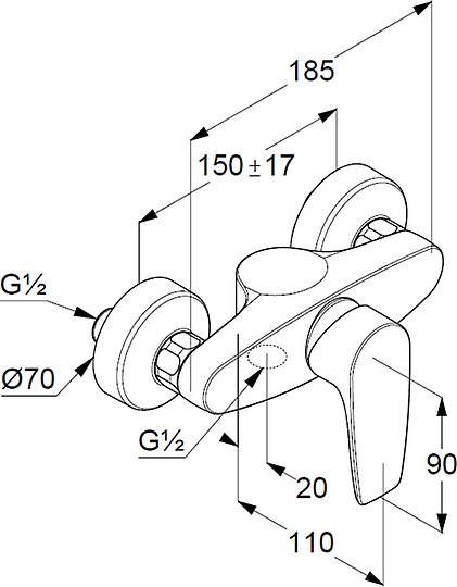 Kludi Pure&Solid Смеситель для душа DN 15 настенный, цвет: хром 348410575