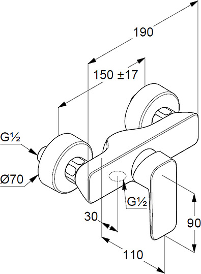 Kludi Pure&Style Смеситель для душа DN 15 настенный, цвет: хром 408410575