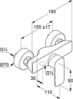 Kludi Pure&Style Смеситель для душа DN 15 настенный, цвет: хром 408410575