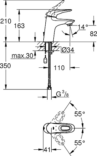 Grohe Eurostyle New Смеситель для раковины, без д/к, длина излива 11 см, цвет: хром 33557003