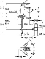 Grohe Eurostyle New Смеситель для раковины, с д/к, длина излива 11 см, цвет: хром 33558003
