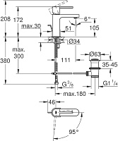 Grohe Plus Смеситель для раковины поворотный, с д/к, длина излива 10,5 см, цвет: хром 32612003